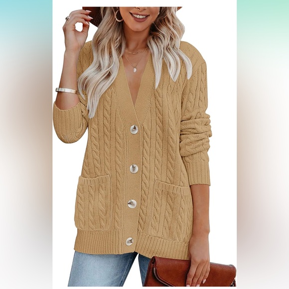 Merokeety Sweaters - MEROKEETY Women's Long Sleeve Cable Knit Button Cardigan Sweater Open Front